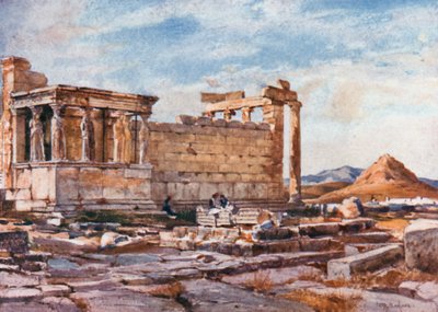 Die Südseite des Erechtheion mit den Fundamenten des früheren Tempels der Athena Polias von John Fulleylove